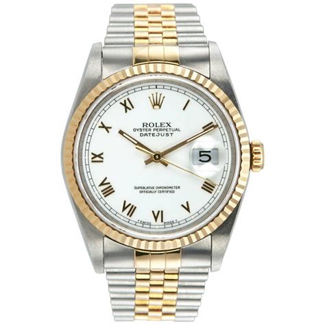 rolex mens 2 tone datejust white pyramid roman numeral dial|rolex oyster dial.